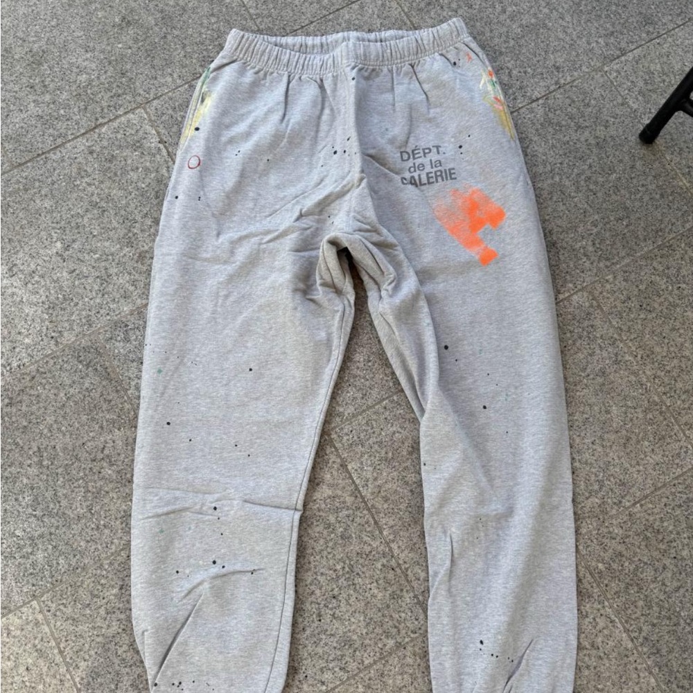 Gallery Dept Gray Sweatpants with Orange and Yellow Accents